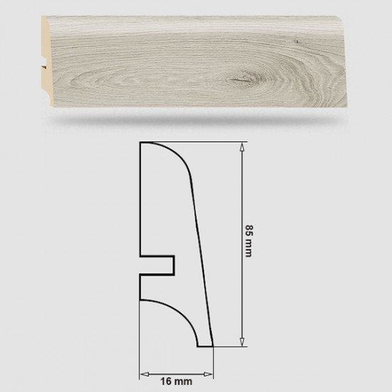 Soklová Lišta Swiss Krono AURUM Aroma P85 - MDF fólia - Jaseň Ľalia (3880) - 85x16x2500 mm Soklová Lišta Swiss Krono AURUM Aroma P85 - MDF fólia - Jaseň Ľalia (3880) - 85x16x2500 mm