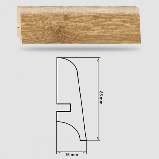 Soklová Lišta Swiss Krono AURUM Aroma P85 - MDF fólia - Dub Vanilka (3328) - 85x16x2500 mm Soklová Lišta Swiss Krono AURUM Aroma P85 - MDF fólia - Dub Vanilka (3328) - 85x16x2500 mm