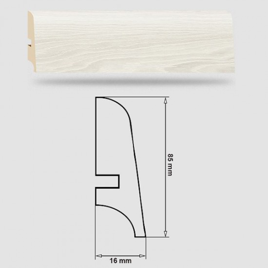 Soklová Lišta Swiss Krono AURUM Fiori P85 - Aqua Zero - MDF fólia - Dub Daisy (4585) - 85x16x2500 mm Soklová Lišta Swiss Krono AURUM Fiori P85 - Aqua Zero - MDF fólia - Dub Daisy (4585) - 85x16x2500 mm