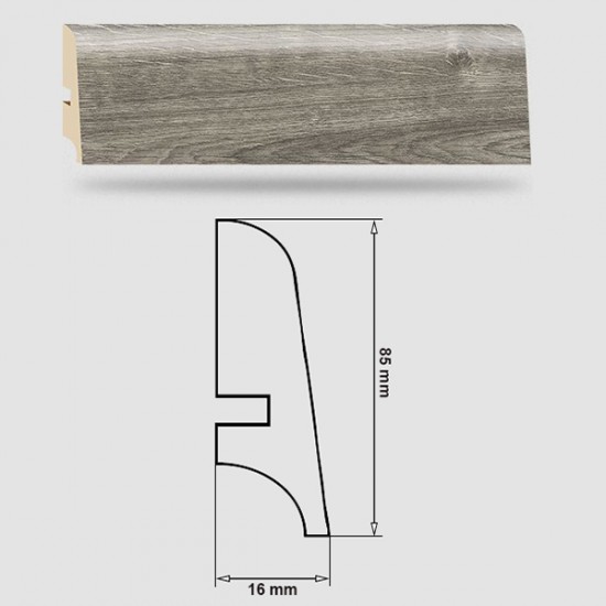 Soklová Lišta Swiss Krono AURUM Fiori P85 - Aqua Zero - MDF fólia - Dub Iris (4590) - 85x16x2500 mm Soklová Lišta Swiss Krono AURUM Fiori P85 - Aqua Zero - MDF fólia - Dub Iris (4590) - 85x16x2500 mm