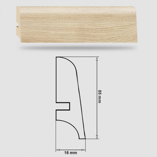 Soklová Lišta Swiss Krono AURUM Fiori P85 - Aqua Zero - MDF fólia - Dub Tulip (4587) - 85x16x2500 mm Soklová Lišta Swiss Krono AURUM Fiori P85 - Aqua Zero - MDF fólia - Dub Tulip (4587) - 85x16x2500 mm