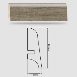 Soklová Lišta Swiss Krono AURUM Infinity P85 - Aqua Zero - MDF fólia - Dub Night (4595) - 85x16x2500 mm