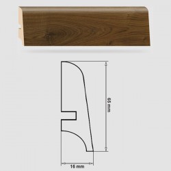 Soklová Lišta Swiss Krono FERRUM Alfa P65 - MDF fólia - Dub Marathon (2579) - 65x16x2500 mm