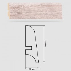 Soklová Lišta Swiss Krono FERRUM Alfa P65 - MDF fólia - Dub Zorba (3512) - 65x16x2500 mm