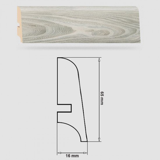 Soklová Lišta Swiss Krono FERRUM Alfa P65 - MDF fólia - Jaseň Ambrózia (2058) - 65x16x2500 mm Soklová Lišta Swiss Krono FERRUM Alfa P65 - MDF fólia - Jaseň Ambrózia (2058) - 65x16x2500 mm