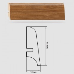 Soklová Lišta Swiss Krono FERRUM Alfa P65 - MDF fólia - Orech Metaxa (5374) - 65x16x2500 mm