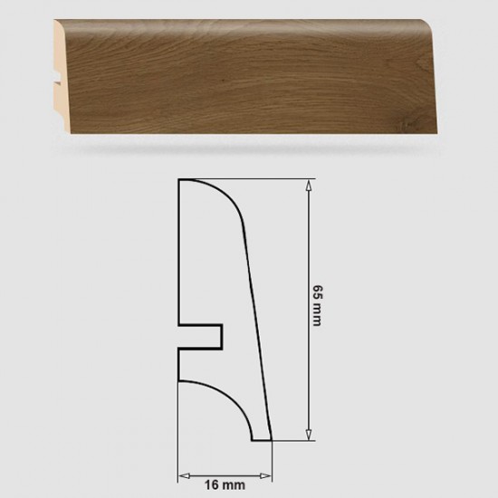 Soklová Lišta Swiss Krono FERRUM Delta P65 - MDF fólia - Dub Patras (9117) - 65x16x2500 mm Soklová Lišta Swiss Krono FERRUM Delta P65 - MDF fólia - Dub Patras (9117) - 65x16x2500 mm