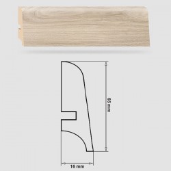 Soklová Lišta Swiss Krono FERRUM Kappa P65 - MDF fólia - Brest Hektor (5376) - 65x16x2500 mm