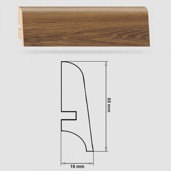 Soklová Lišta Swiss Krono FERRUM Kappa P65 - MDF fólia - Dub Daedalus (2598) - 65x16x2500 mm