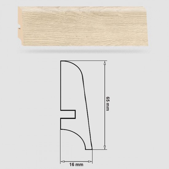 Soklová Lišta Swiss Krono FERRUM Kappa P65 - MDF fólia - Dub Erasmus (5383) - 65x16x2500 mm Soklová Lišta Swiss Krono FERRUM Kappa P65 - MDF fólia - Dub Erasmus (5383) - 65x16x2500 mm