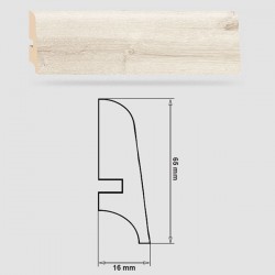 Soklová Lišta Swiss Krono FERRUM Omega P65 - MDF fólia - Brest Korfu (5377) - 65x16x2500 mm