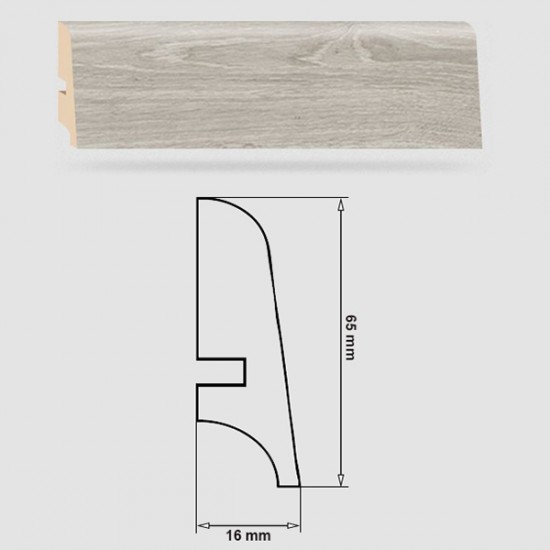 Soklová Lišta Swiss Krono FERRUM Omega P65 - MDF fólia - Dub Santorini (2060) - 65x16x2500 mm