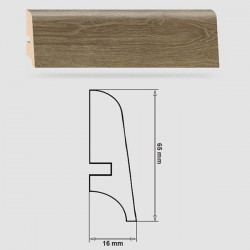 Soklová Lišta Swiss Krono FERRUM Omega P65 - MDF fólia - Dub Zakynthos (2019) - 65x16x2500 mm