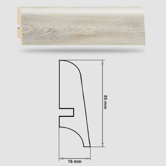Soklová Lišta Swiss Krono PLATINUM Exclusive P85 - MDF fólia - Smrekovec Almeira (4900) - 85x16x2500 mm Soklová Lišta Swiss Krono PLATINUM Exclusive P85 - MDF fólia - Smrekovec Almeira (4900) - 85x16x2500 mm