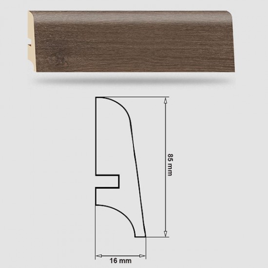 Soklová Lišta Swiss Krono PLATINUM Marine P85 - MDF fólia - Dub Jadranský (3793) - 85x16x2500 mm