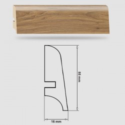 Soklová Lišta Swiss Krono PLATINUM Milo P85 - MDF fólia - Orech Aténa (3712) - 85x16x2500 mm