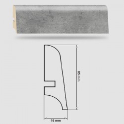 Soklová Lišta Swiss Krono PLATINUM Paloma P85 - MDF fólia - Betón Milénium (1038) - 85x16x2500 mm