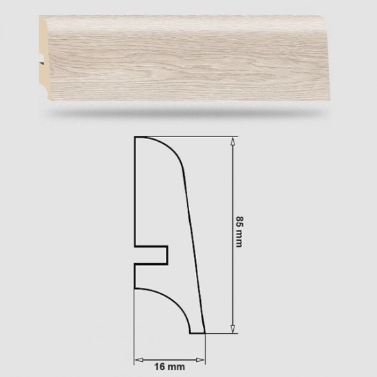 Soklová Lišta Swiss Krono PLATINUM Progress P85 - MDF fólia - Dub Transylvania (3792) - 85x16x2500 mm