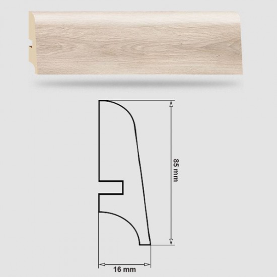 Soklová Lišta Swiss Krono PLATINUM Terra P85 - MDF fólia - Dub Montmarte (4902) - 85x16x2500 mm