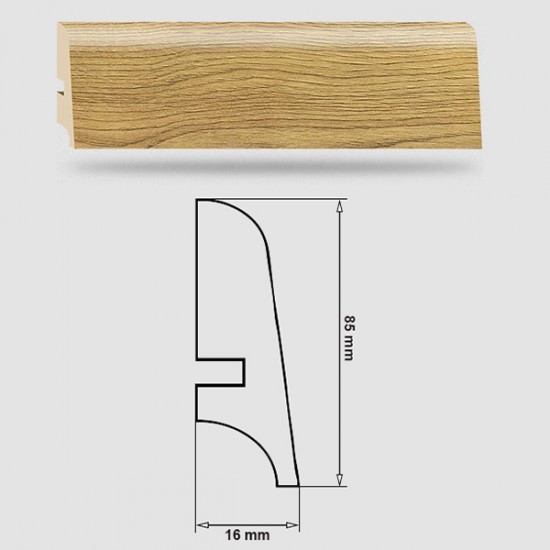 Soklová Lišta Swiss Krono PLATINUM Zodiac P85 - MDF fólia - Dub Libra (4572) - 85x16x2500 mm Soklová Lišta Swiss Krono PLATINUM Zodiac P85 - MDF fólia - Dub Libra (4572) - 85x16x2500 mm