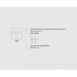 DA - MECHANICKÝ PANIKOVÝ ZÁMOK 181 - E STM - strieborná matná