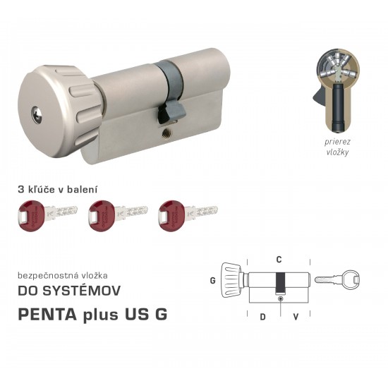 DK - PENTA plus US G - s gombíkom NIM - nikel matný DK - PENTA plus US G - s gombíkom NIM - nikel matný