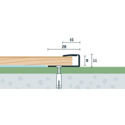 Ukovčovacia lišta vŕtaná dub asper 28x11 mm, hrúbka 8 mm
