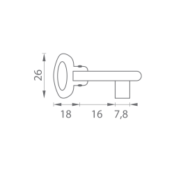 FT - Zalamovací kľúč k zámku BB 60/50 - dlhý CHL - chróm lesklý (F04)