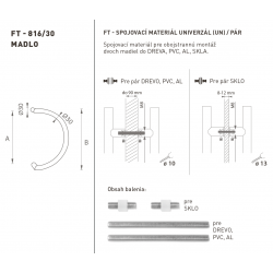 FT - MADLO kód 816 Ø 30 mm UN pár BIM - biela matná (FBO)
