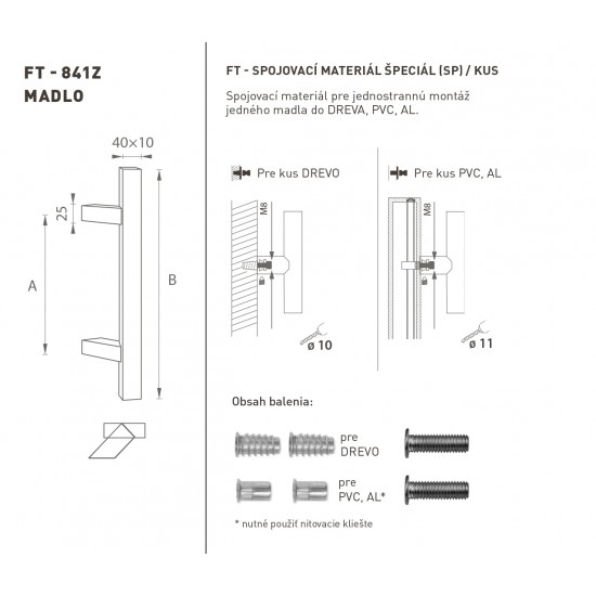 FT - MADLO kód 841Z 40x10 mm SP ks BIM - biela matná (FBO) FT - MADLO kód 841Z 40x10 mm SP ks BIM - biela matná (FBO)
