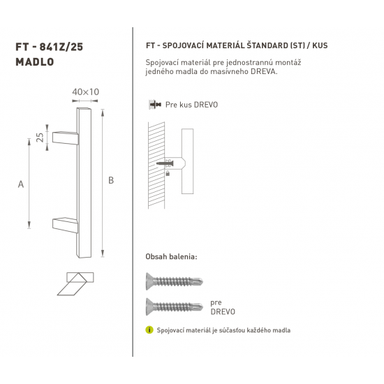 FT - MADLO kód 841Z 40x10 mm ST ks BIM - biela matná (FBO) FT - MADLO kód 841Z 40x10 mm ST ks BIM - biela matná (FBO)