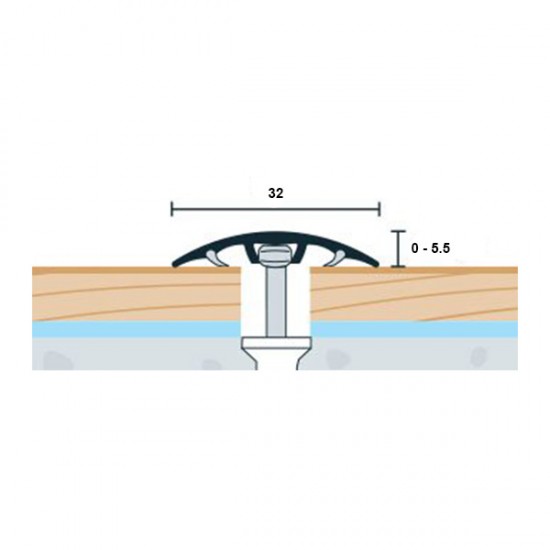 Prechodová lišta WELL šampanská matná 32 mm - nivelácia 0-5,5 mm