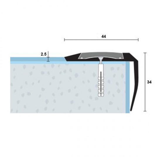 Protišmyková PVC vložka drážkovaná pre schodové hrany antracitová - šírka 29 mm