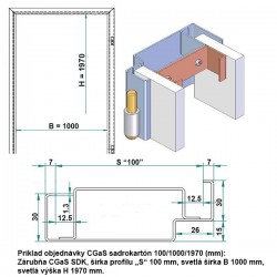 Oceľová Zárubňa CgAS 100/197 - Bez tesnenia - Prepravný náter (červenohnedá) - sadrokartón