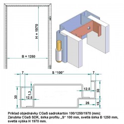 Oceľová Zárubňa CgAS 125/197 - Bez tesnenia - Prepravný náter (červenohnedá) - sadrokartón