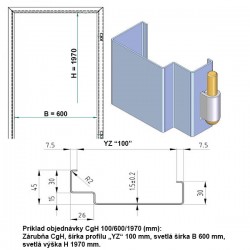 Oceľová Zárubňa CgH 60/197 - Bez tesnenia - Prepravný náter (červenohnedá) - murivo/tvárnica