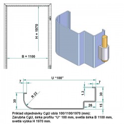 Oceľová Zárubňa CgU 110/197 - Bez tesnenia - Prepravný náter (červenohnedá) - murivo/tvárnica