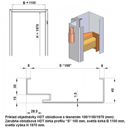 Obložková Oceľová Zárubňa HDT 110/197 - S tesnením - RAL nástrek (komaxit) - murivo/tvárnica, sadrokartón, drevo