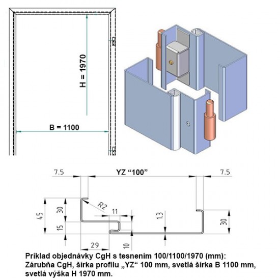 Oceľová Zárubňa CgH 110/197 - S tesnením - Prepravný náter (červenohnedá) - murivo/tvárnica Oceľová Zárubňa CgH 110/197 - S tesnením - Prepravný náter (červenohnedá) - murivo/tvárnica
