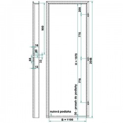 Oceľová Zárubňa CgH 110/197 - S tesnením - Prepravný náter (červenohnedá) - murivo/tvárnica