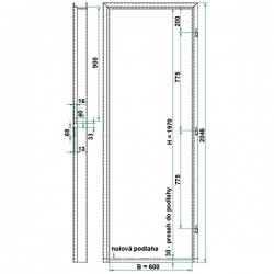 Oceľová Zárubňa CgH 60/197 - S tesnením - Prepravný náter (červenohnedá) - murivo/tvárnica