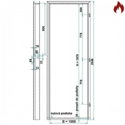 Protipožiarna zárubňa oceľová - CgH murivo/tvárnica EI60, EW120 - 100/197 - S tesnením - Prepravný náter (červenohnedá)