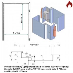 Protipožiarna zárubňa oceľová - CgH murivo/tvárnica EI60, EW120 - 70/197 - S tesnením - Prepravný náter (červenohnedá)