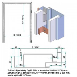 Oceľová Zárubňa CgAS 80/197 - S tesnením - RAL nástrek (komaxit) - sadrokartón