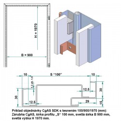 Oceľová Zárubňa CgAS 90/197 - S tesnením - RAL nástrek (komaxit) - sadrokartón