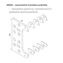 KZ - Nastaviteľná montážna podložka k závesu K8060 POB - pozink biely