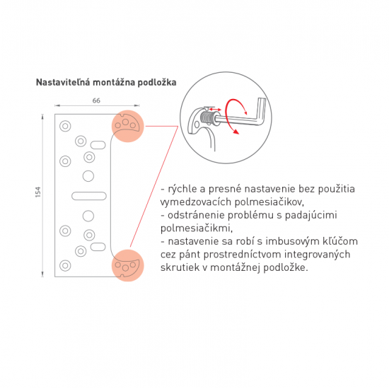 KZ - Nastaviteľná montážna podložka k závesu K2460 POB - pozink biely KZ - Nastaviteľná montážna podložka k závesu K2460 POB - pozink biely