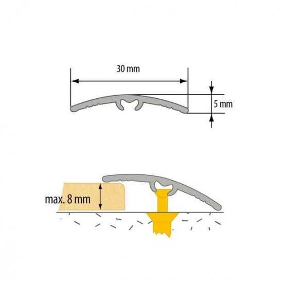 Oblý prechodový profil AL CEZAR - 30 x 5 x 930 mm - Samolepiaco-narážací - LW305w1 - Elox zlato - 9330209 Oblý prechodový profil AL CEZAR - 30 x 5 x 930 mm - Samolepiaco-narážací - LW305w1 - Elox zlato - 9330209