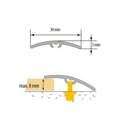 Oblý prechodový profil AL CEZAR - 30 x 5 x 930 mm - Samolepiaco-narážací - LW305w1 - Fólia Dub vidiecky - 9332009
