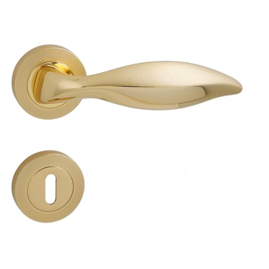 Kľučka na dvere LI - DELFINO - R OM - Pozlátené (24 karátové zlato) / pieskované